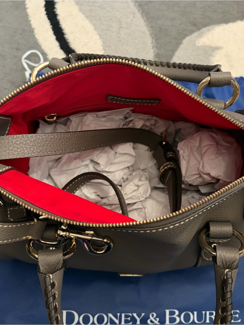 Dooney & Bourke Pebble Leather Satchel in Taupe - Picture 4 of 8